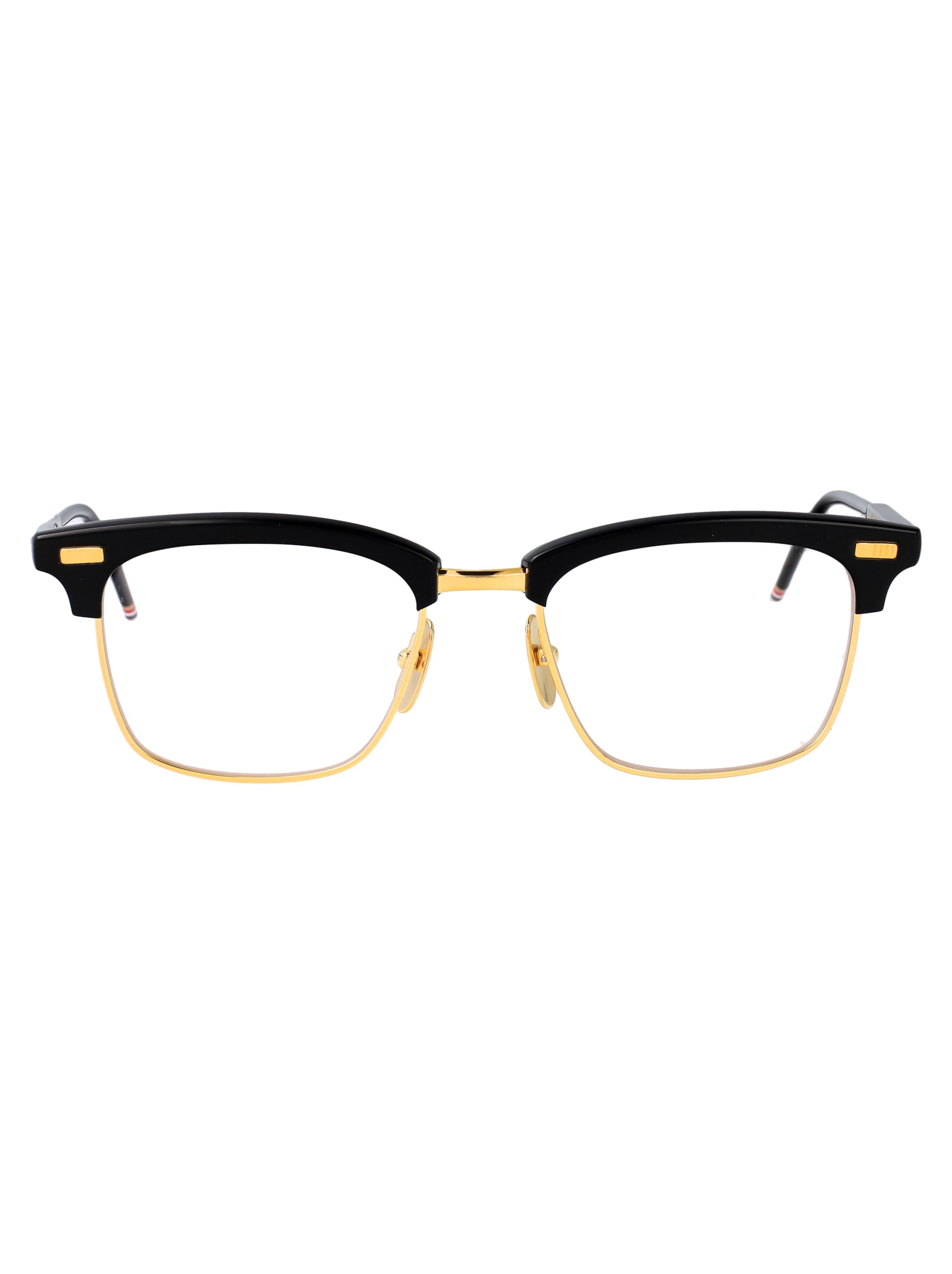 THOM BROWNE Shiny Acetate and Titanium Optical Glasses with 18K Gold Detail