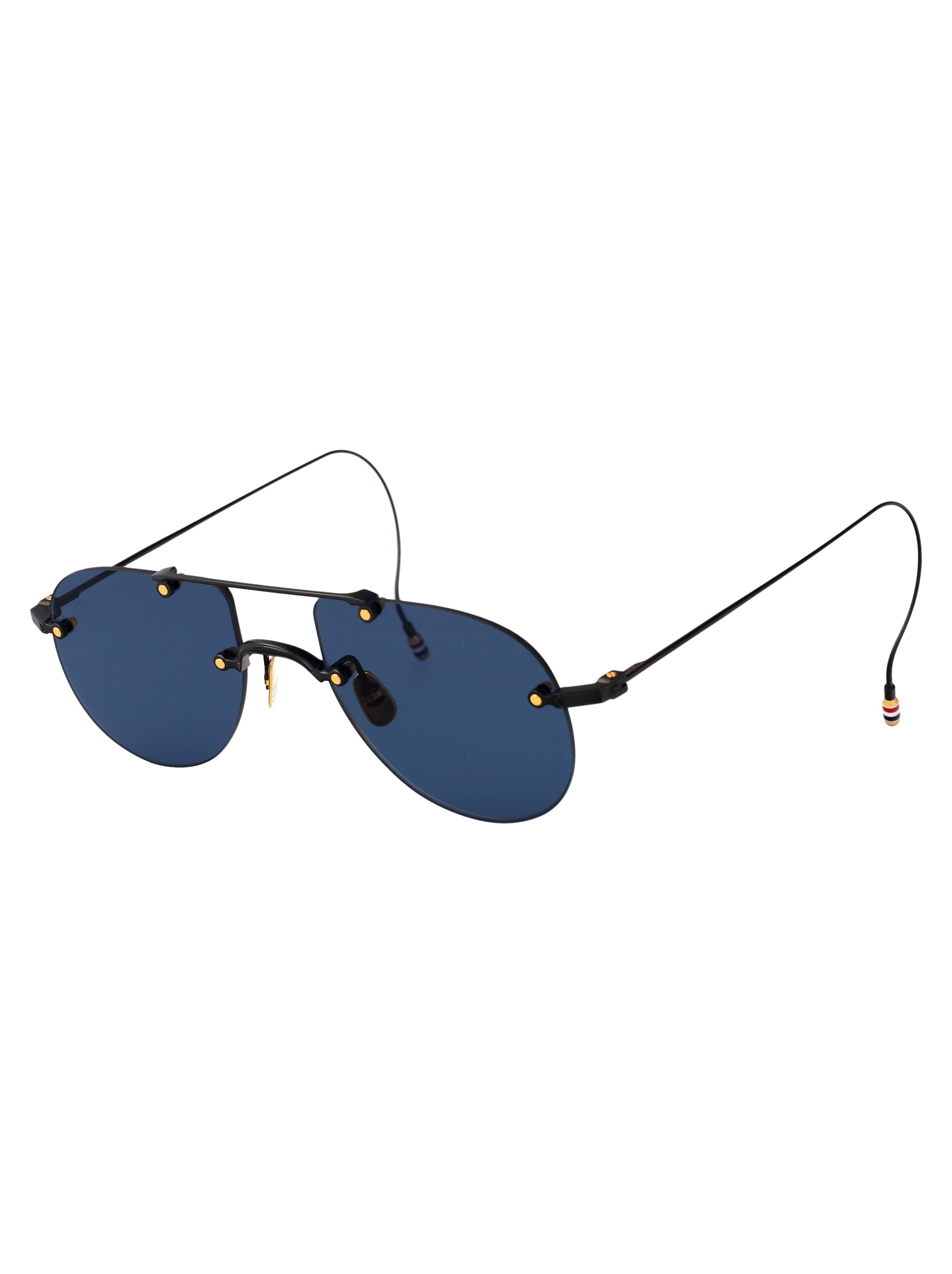 THOM BROWNE Sleek Titanium Sunglasses with 18K Gold Accents