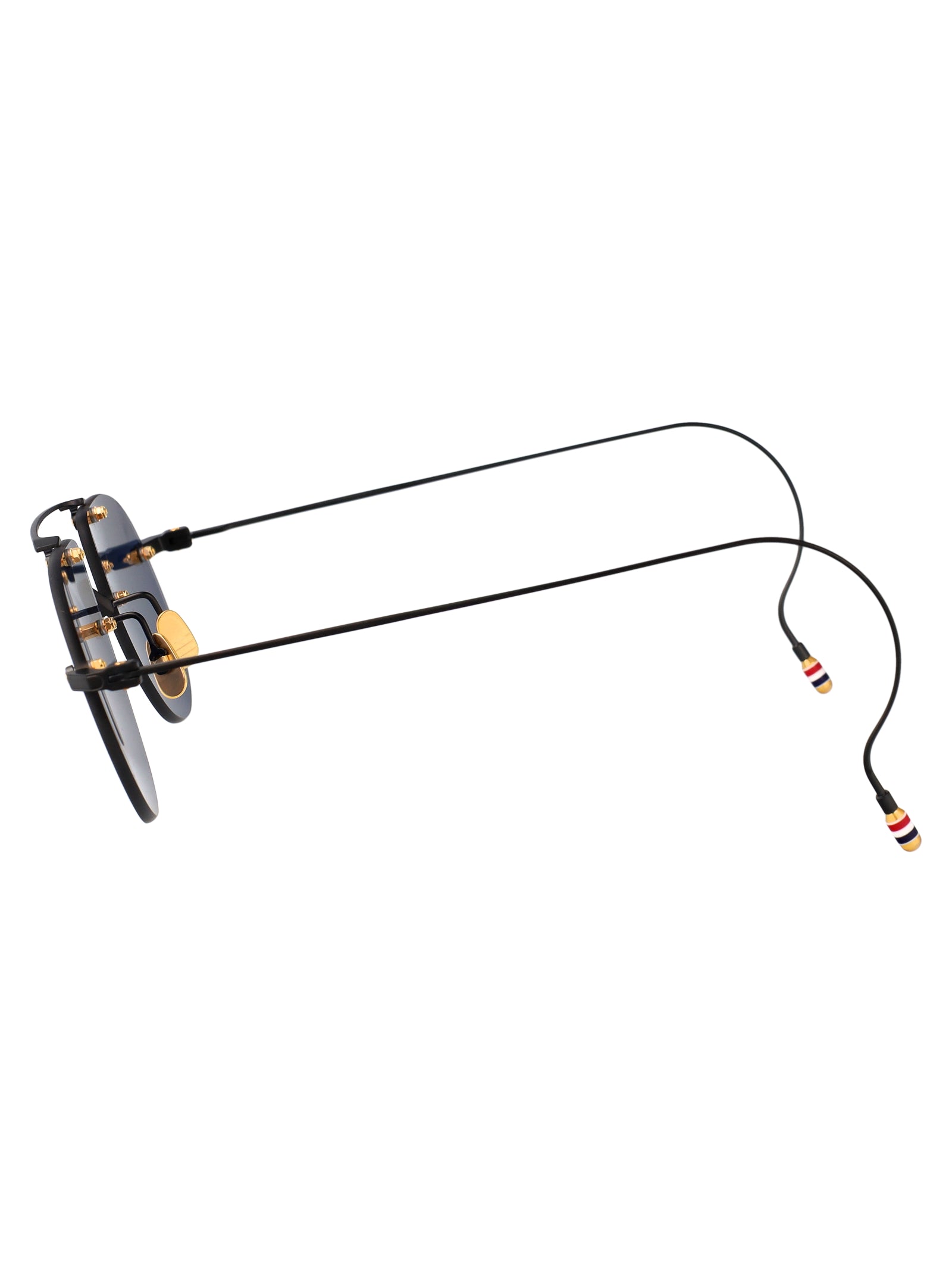 THOM BROWNE Sleek Titanium Sunglasses with 18K Gold Accents