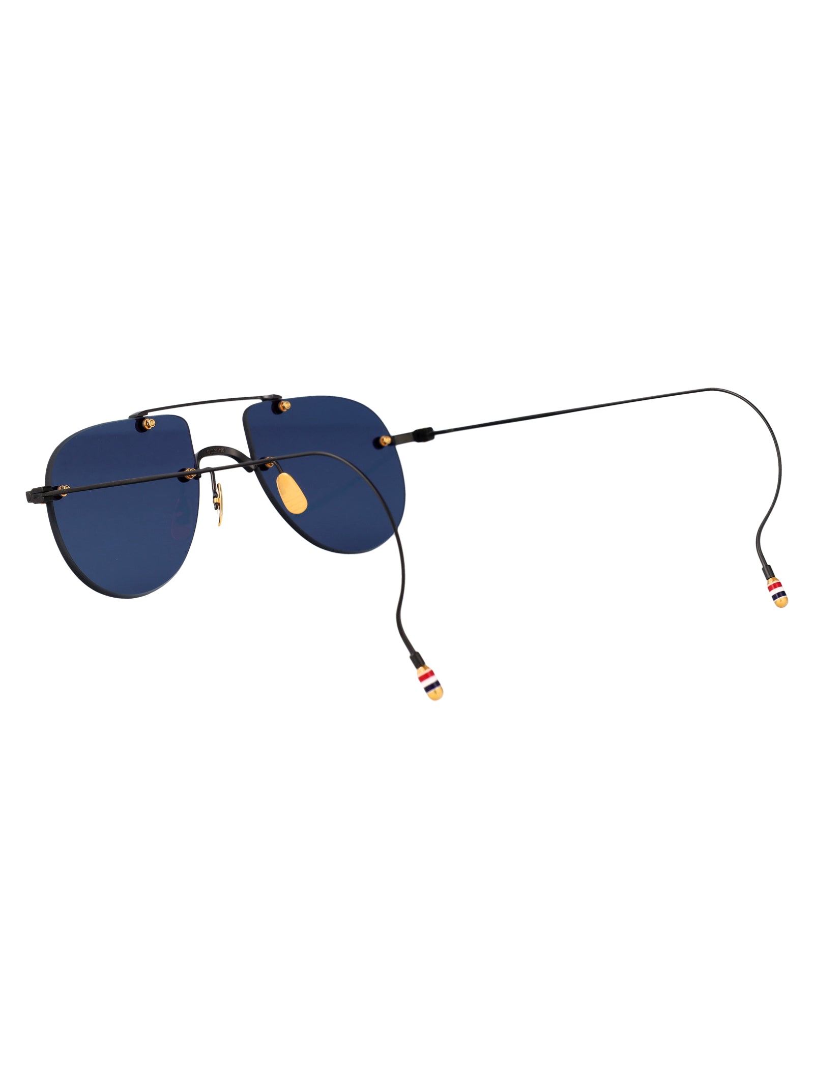 THOM BROWNE Sleek Titanium Sunglasses with 18K Gold Accents
