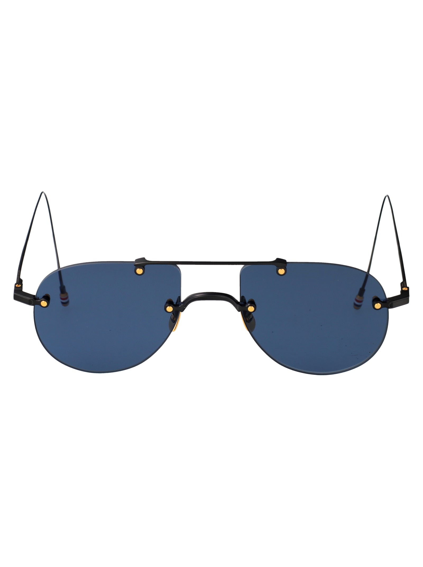 THOM BROWNE Sleek Titanium Sunglasses with 18K Gold Accents