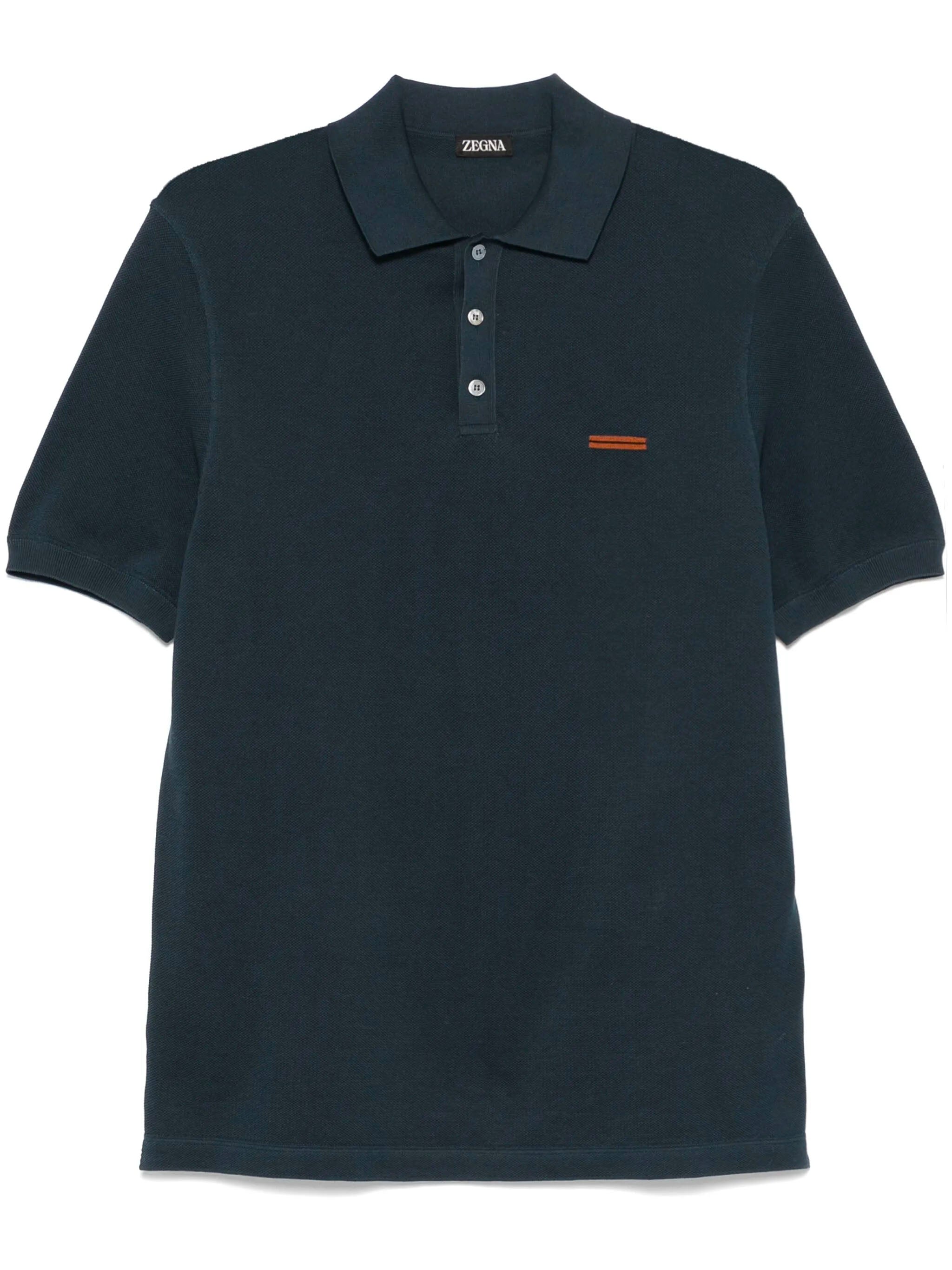 ZEGNA Men's Cotton Polo Shirt with Chest Stripe - Size 48