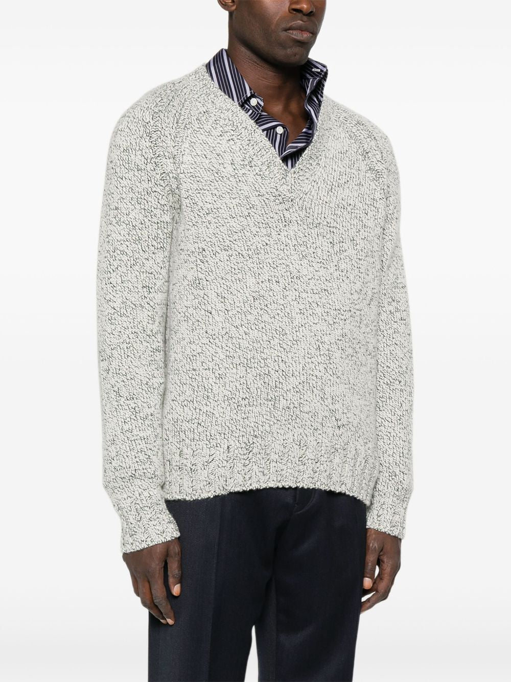 ZEGNA Men's V-Neck Cashmere Wool Jumper Size 48