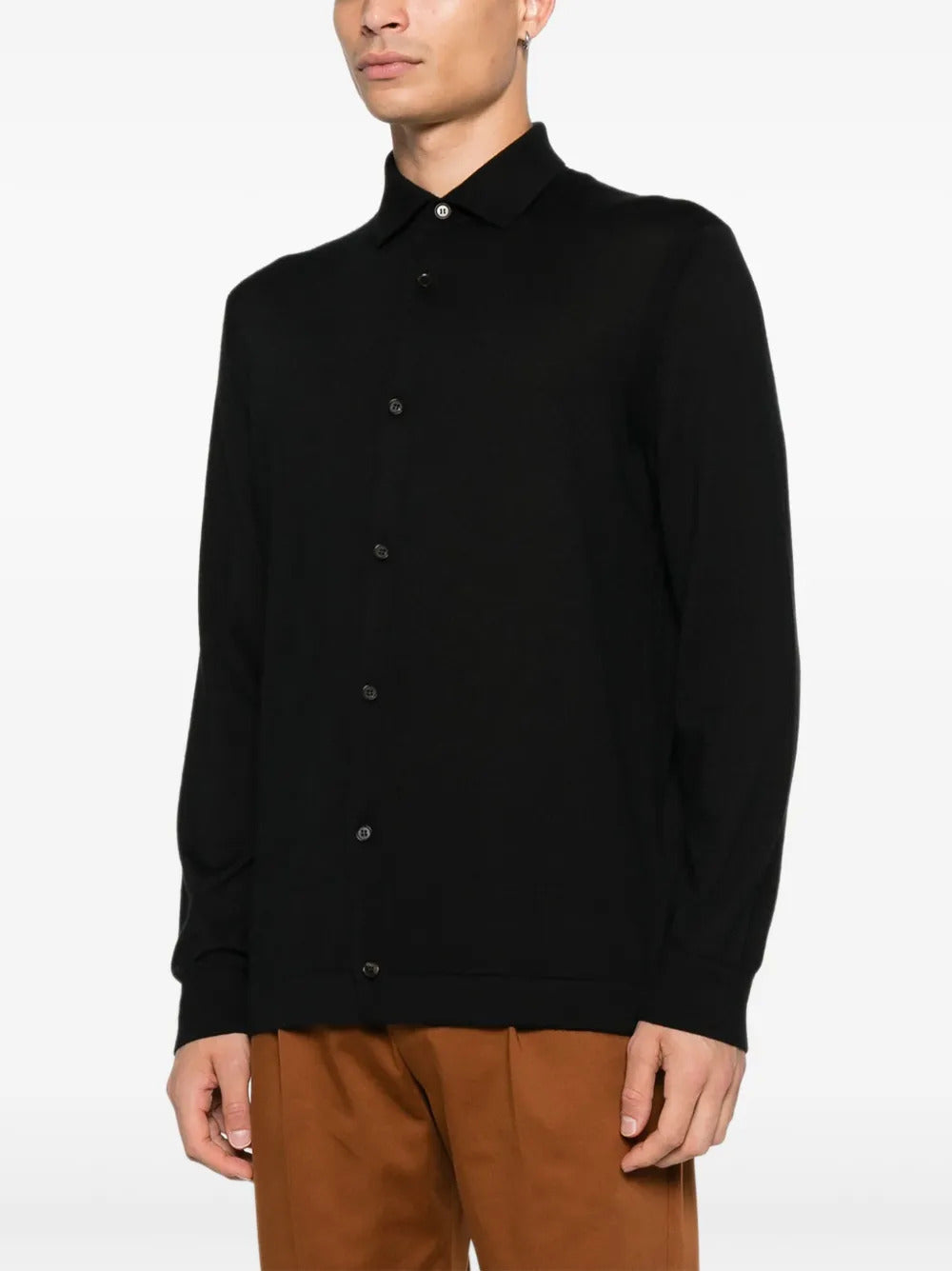 ZEGNA Classic Cashmere Sweater with Classic Collar and Button Closure