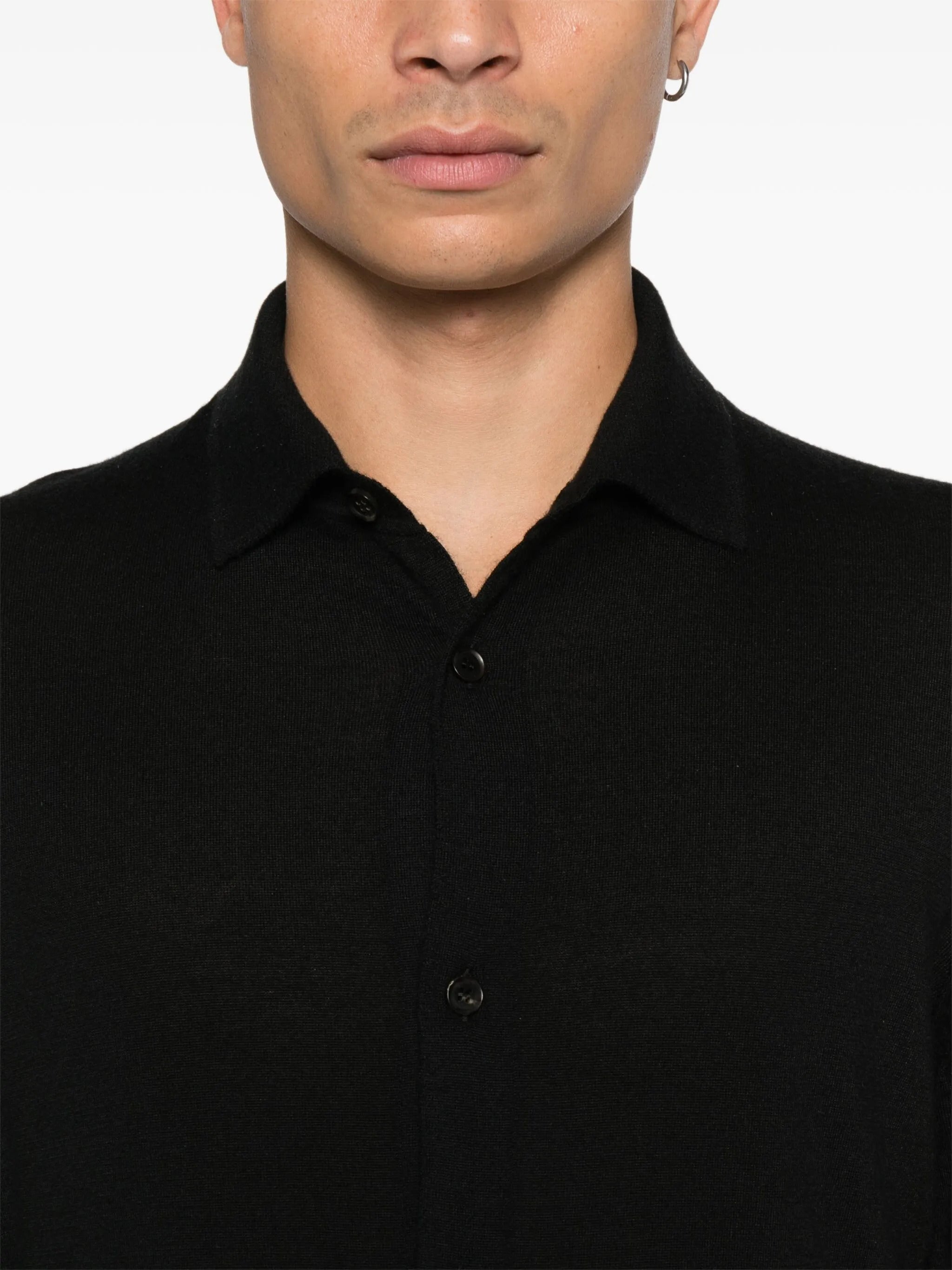 ZEGNA Classic Cashmere Sweater with Classic Collar and Button Closure