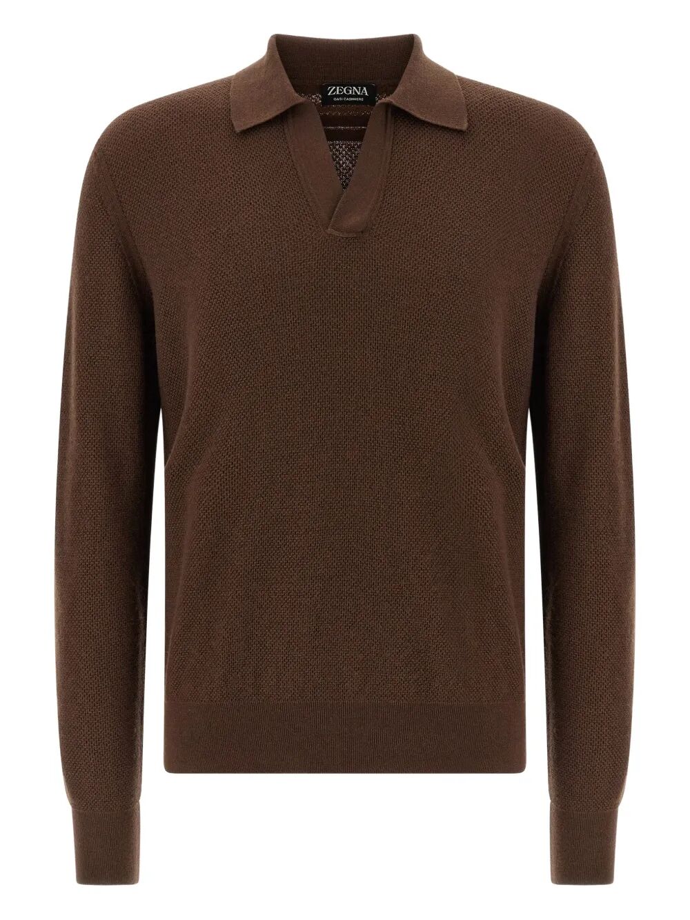 ZEGNA Cashmere Polo Shirt - Classic Collar, Long Sleeves