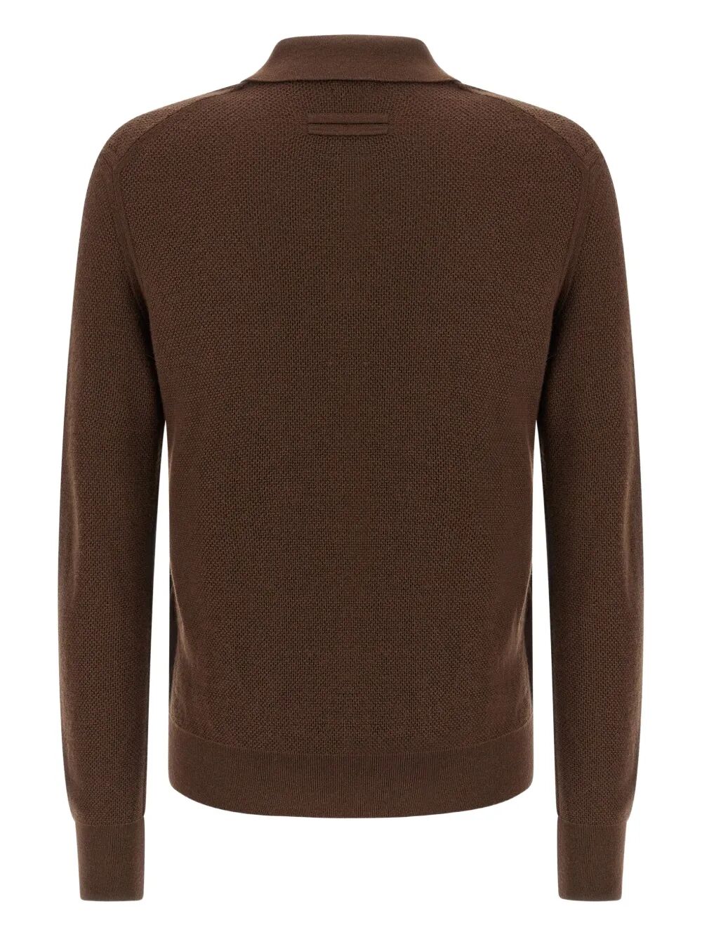 ZEGNA Cashmere Polo Shirt - Classic Collar, Long Sleeves