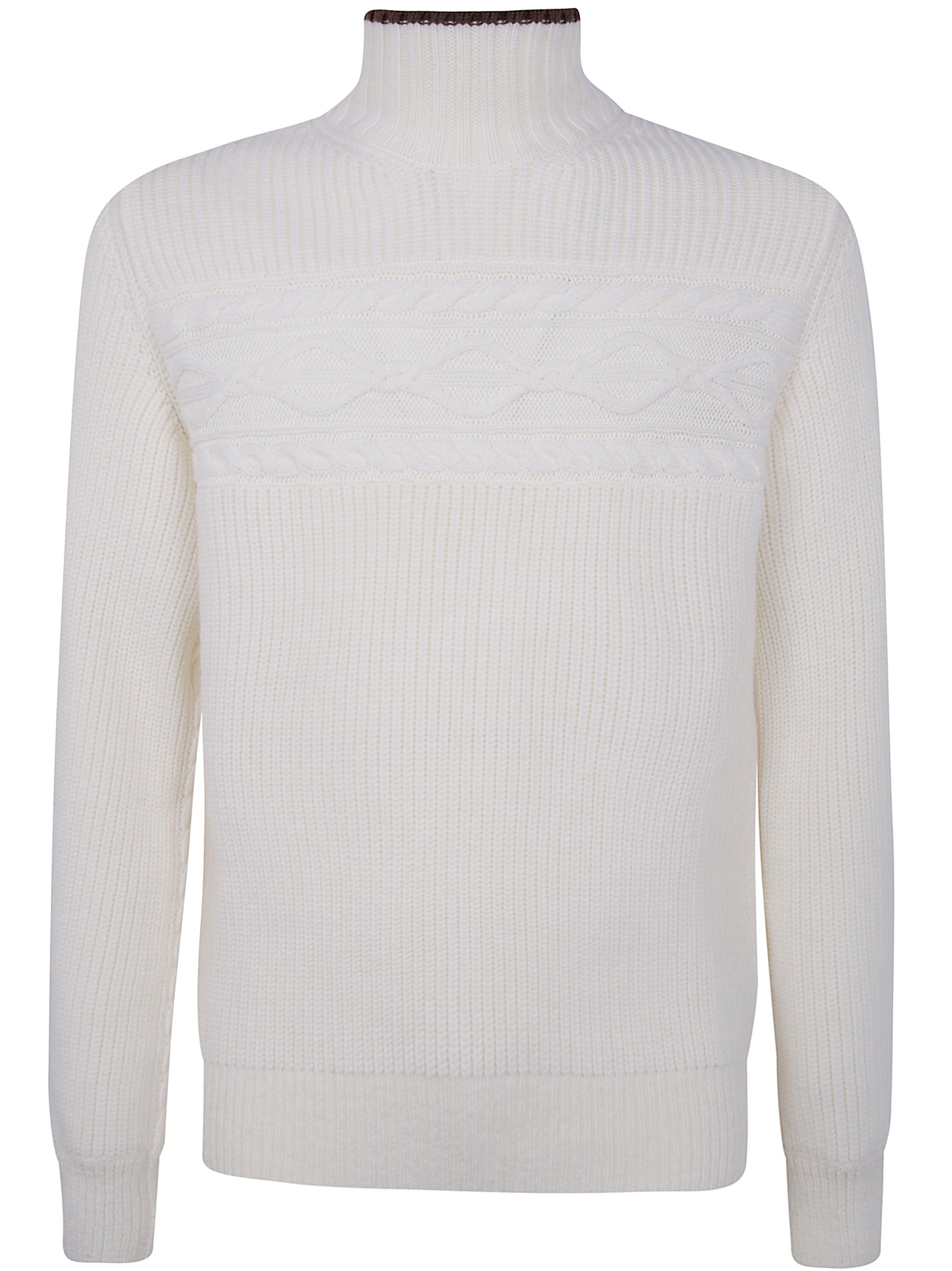ZEGNA High Neck Pure Wool Pearl Stitch Sweater