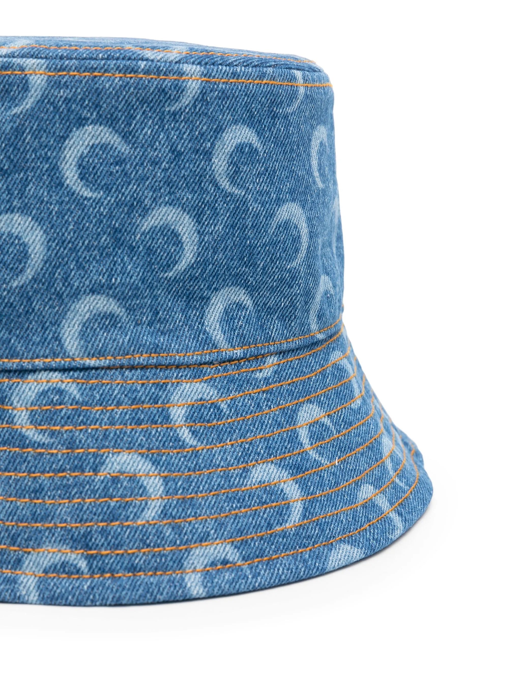 MARINE SERRE Moon Laser Print Denim Bucket Hat