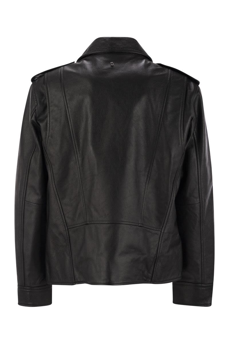 DONDUP Leather Biker Jacket for Men - Regular Fit