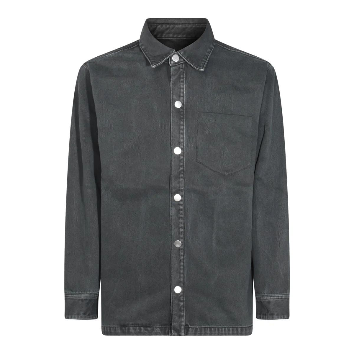 AMI PARIS Men's Regular Fit Overshirt with Embossed Logo