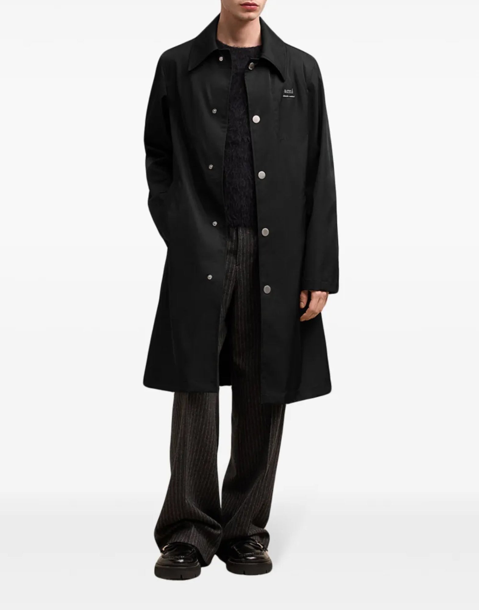 AMI PARIS Technical Twill Logo Raincoat for Men
