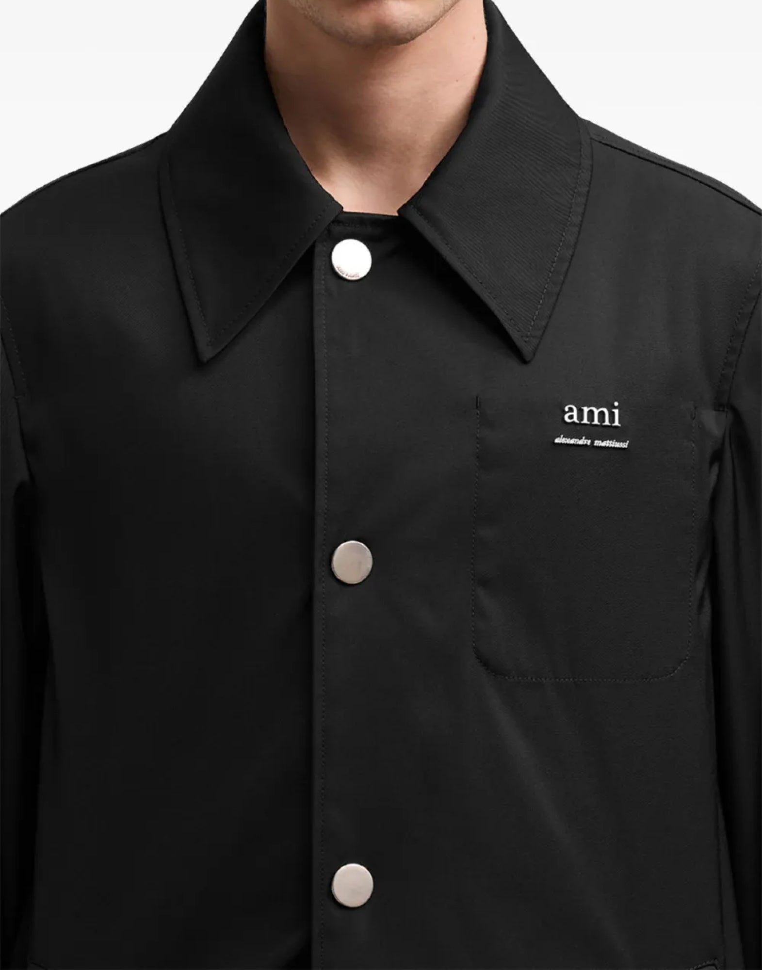 AMI PARIS Technical Twill Logo Raincoat for Men