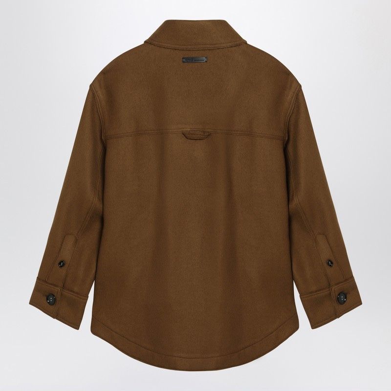 AMI PARIS Hazelnut Wool Shirt with Pockets for Men
