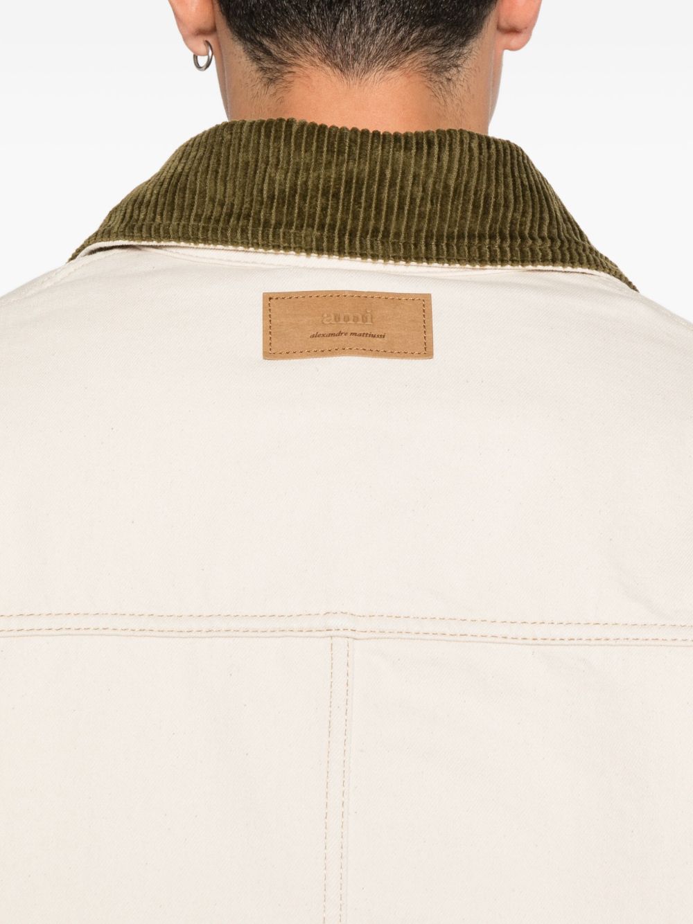 AMI PARIS Worker Denim Jacket with Corduroy Collar for Women