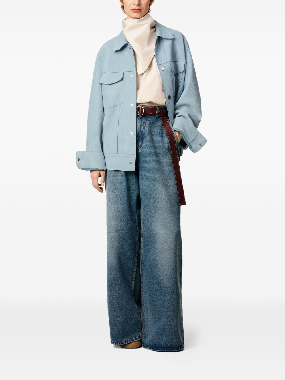 AMI PARIS Clear Blue Press-Stud Fastening Jacket
