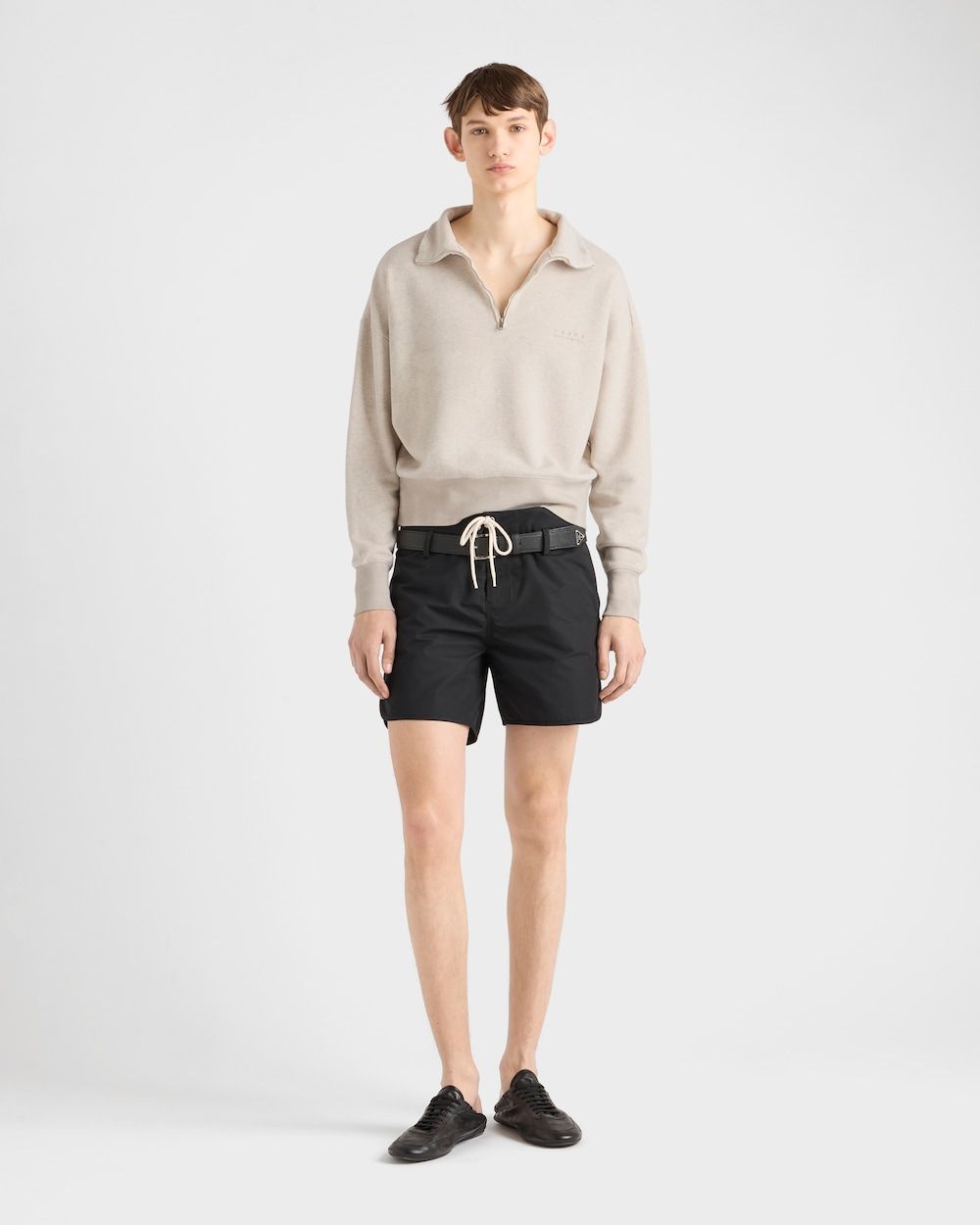 PRADA Men's Logo Polo Sweatshirt