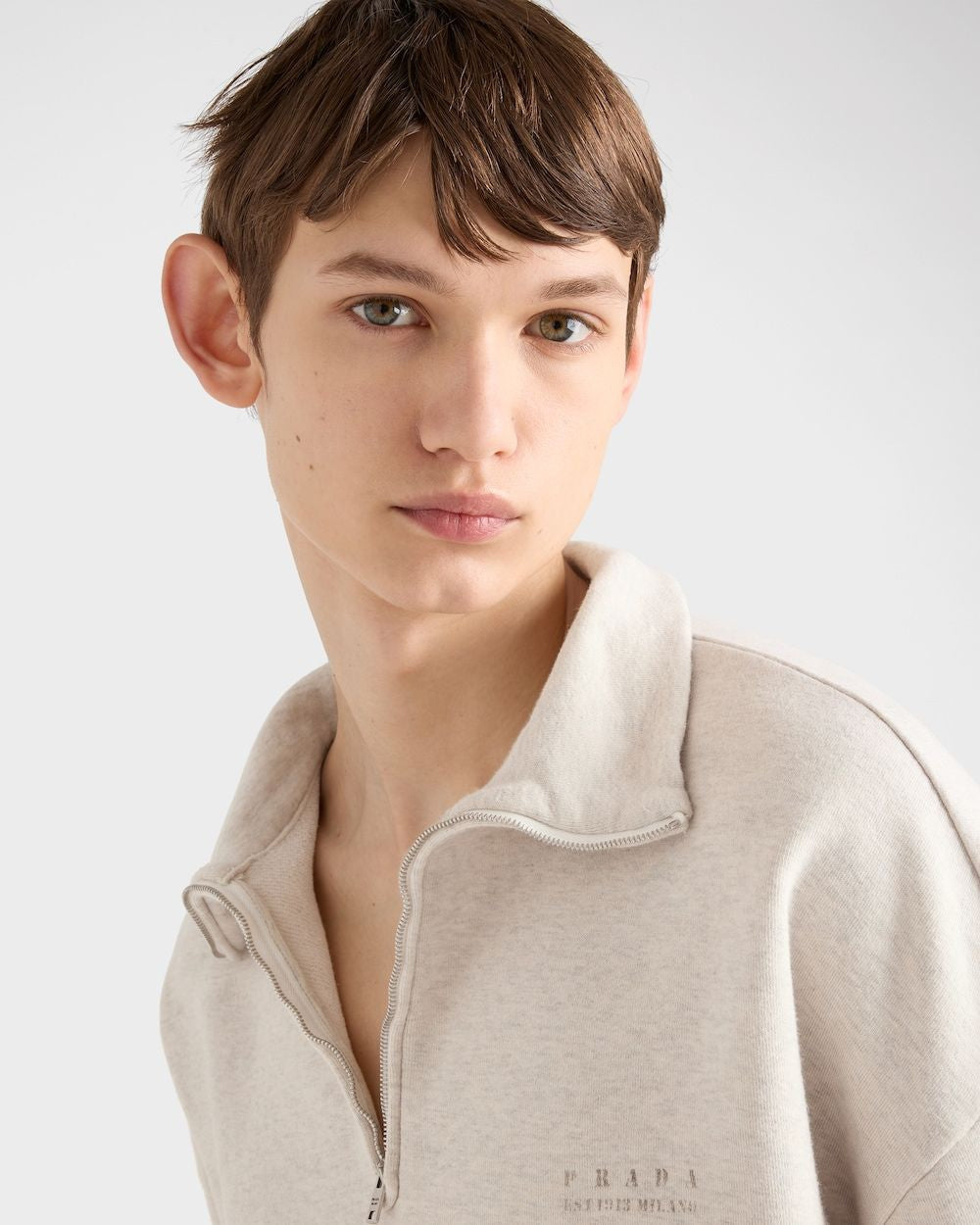 PRADA Men's Logo Polo Sweatshirt