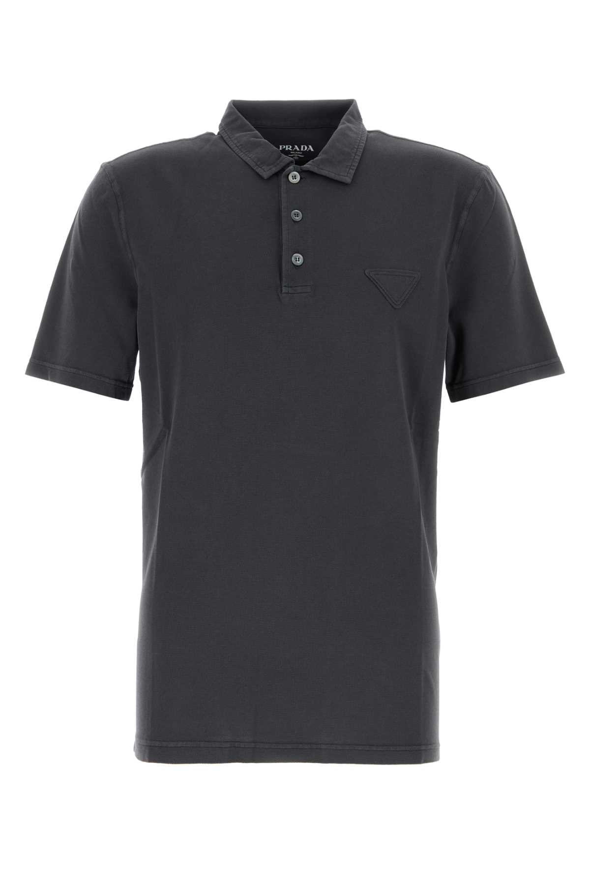 PRADA Charcoal Piquet Polo Shirt for Men - SS25 Collection