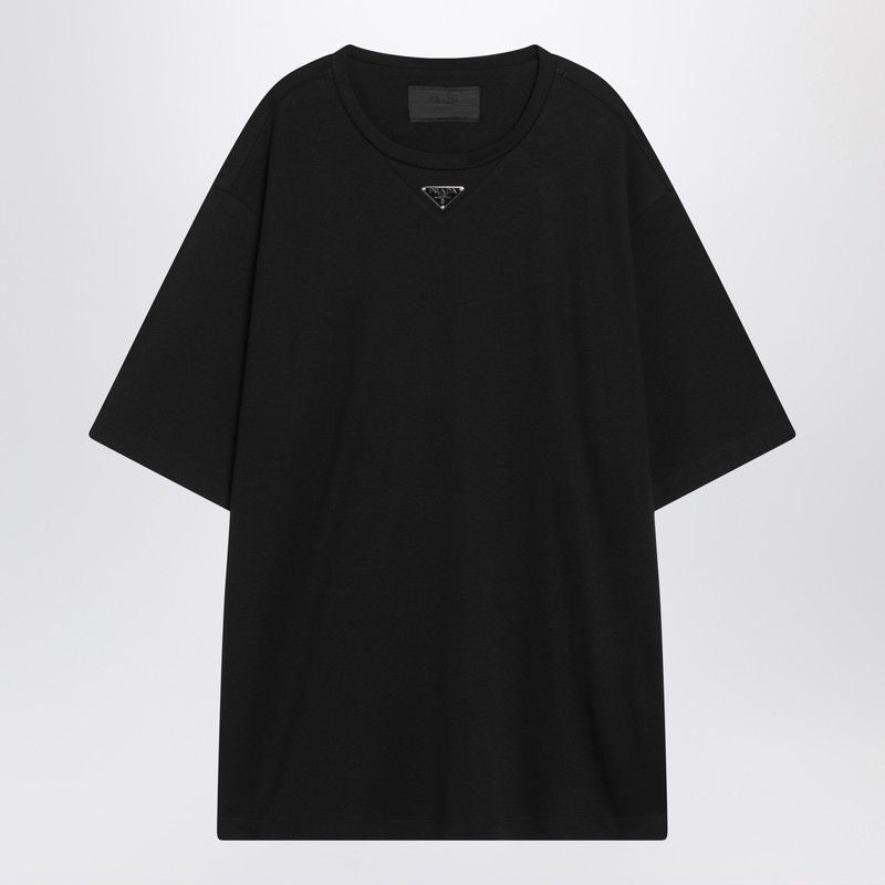 PRADA Oversized T-Shirt with Logo Triangle - FW25