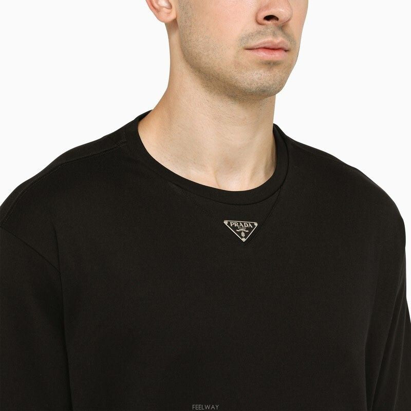 PRADA Oversized T-Shirt with Logo Triangle - FW25