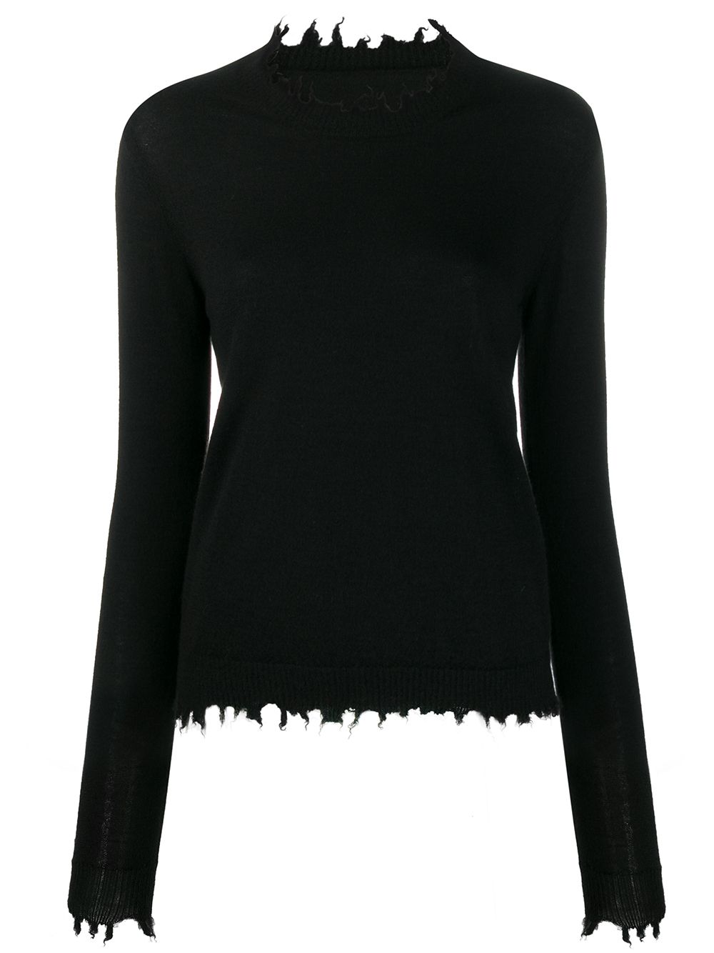 UMA WANG Cashmere Turtle-Neck Jumper with Distressed Detailing