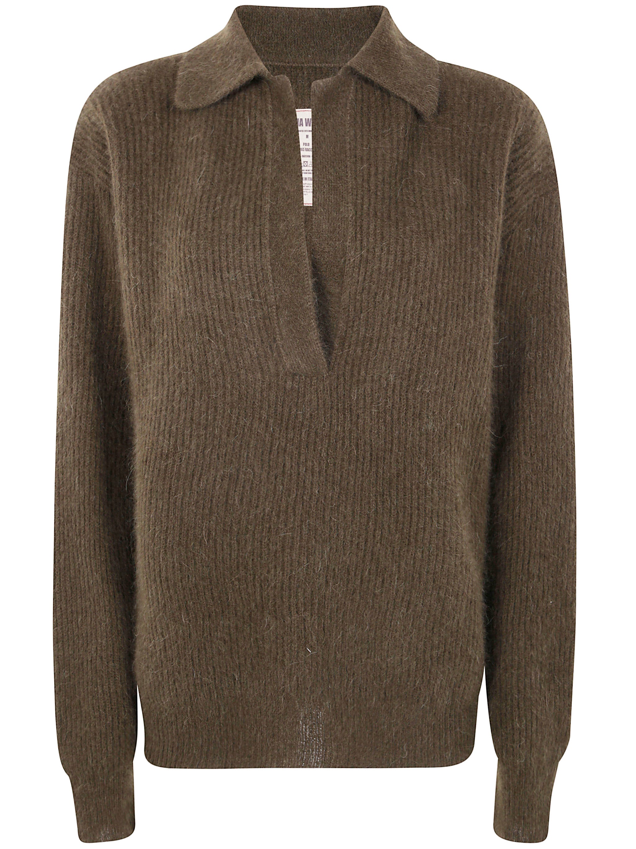 UMA WANG Luxurious Polo Shirt with Raccoon Fur Detail