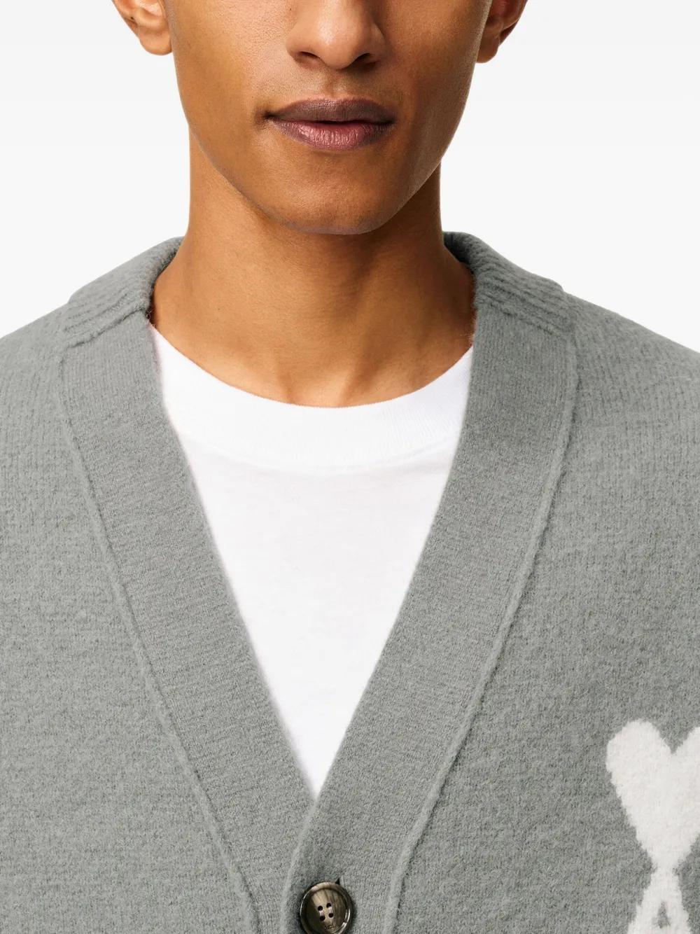 AMI PARIS V-Neck Wool Cardigan for Men