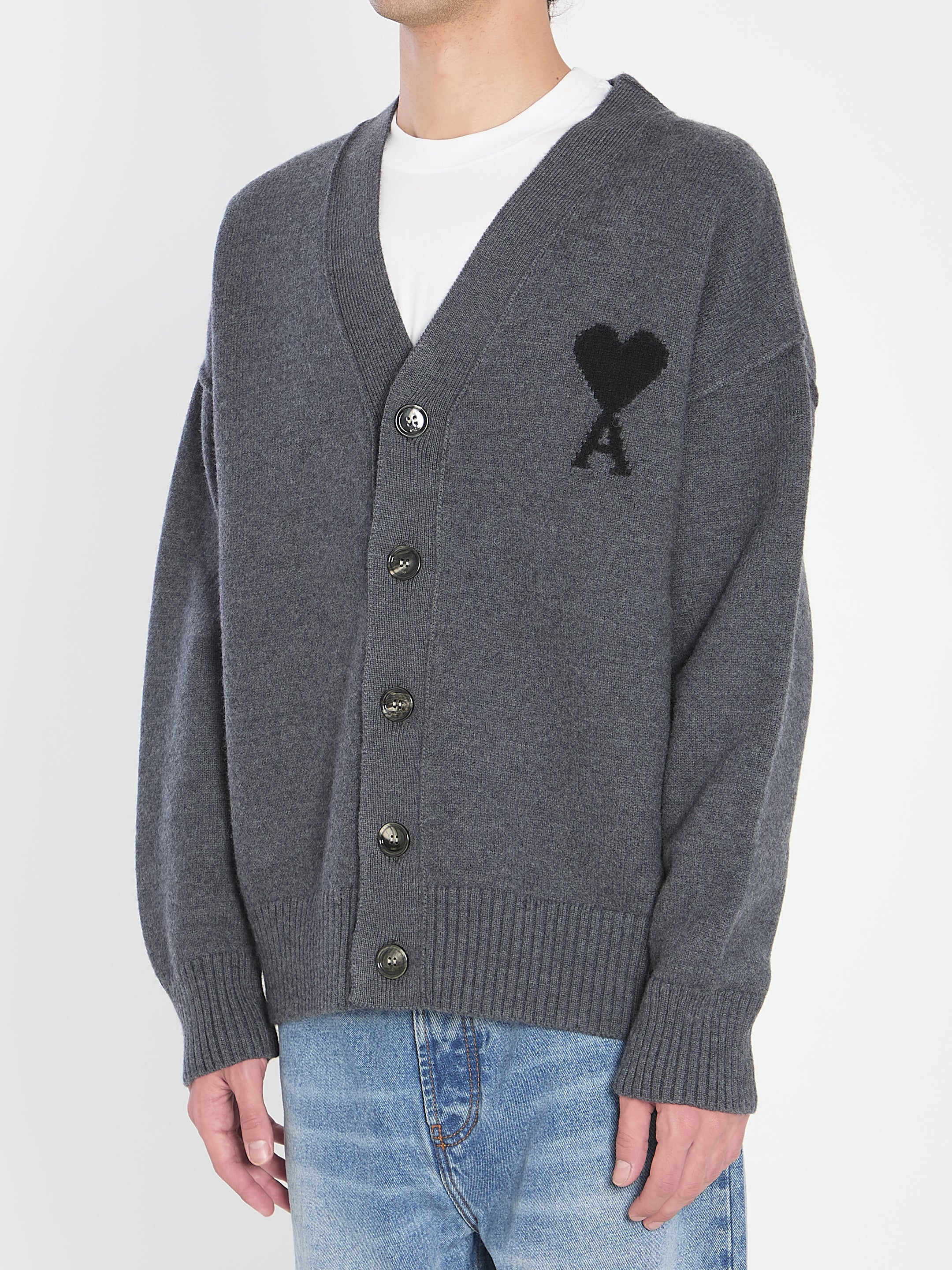 AMI PARIS Wool Sweater with Horn Button - Women’s Fashion