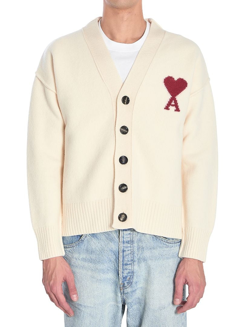 AMI PARIS Woolen Cardigan for Men - Cozy Knitwear