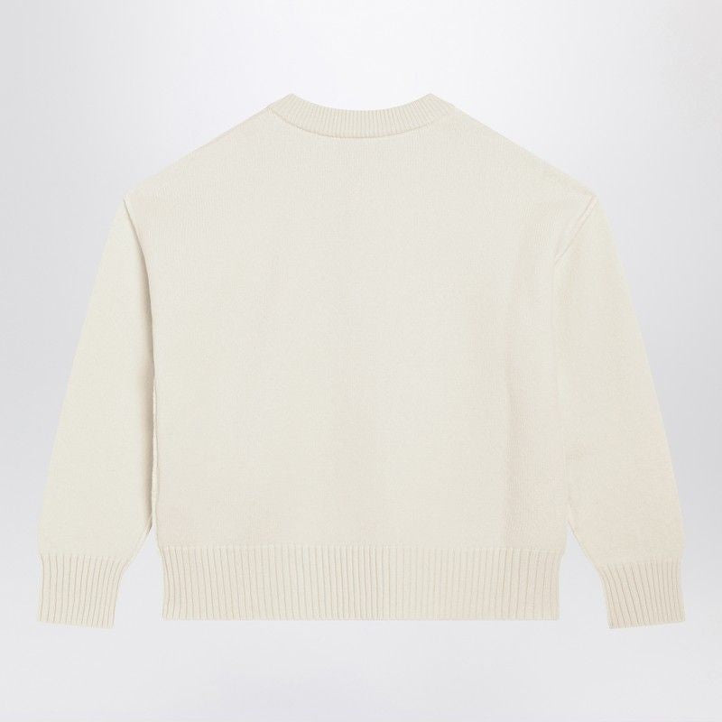 AMI PARIS Crew Neck Cardigan with Heart Intarsia