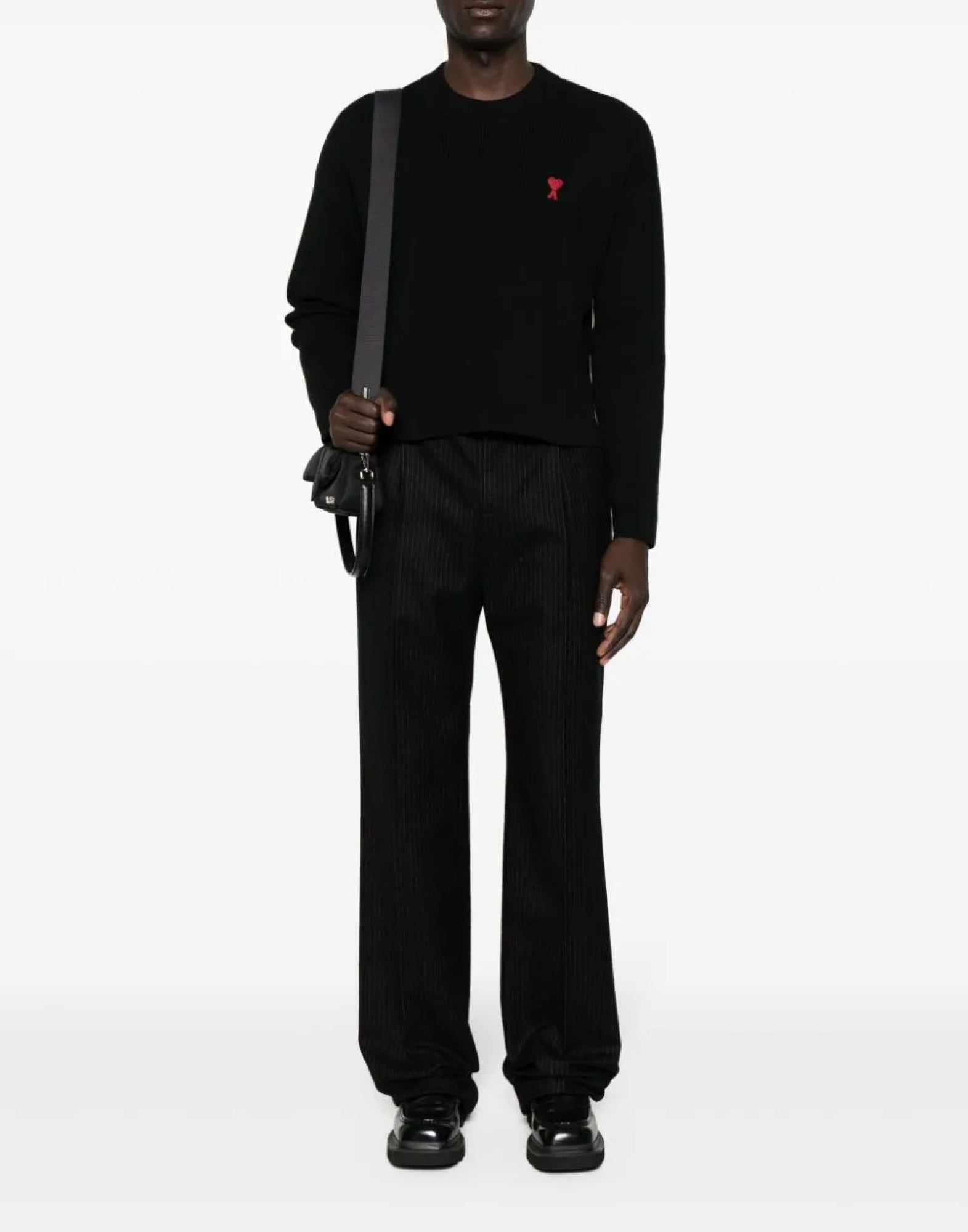 AMI PARIS Heart Logo Long Sleeve Sweater