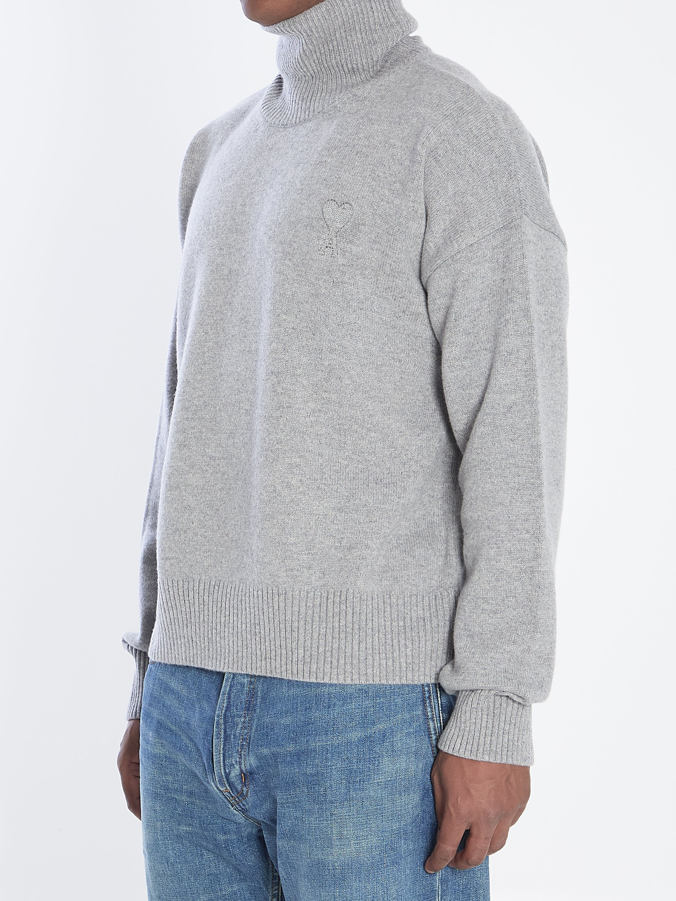 AMI PARIS High Neck Sweater with Embroidered Logo for Women