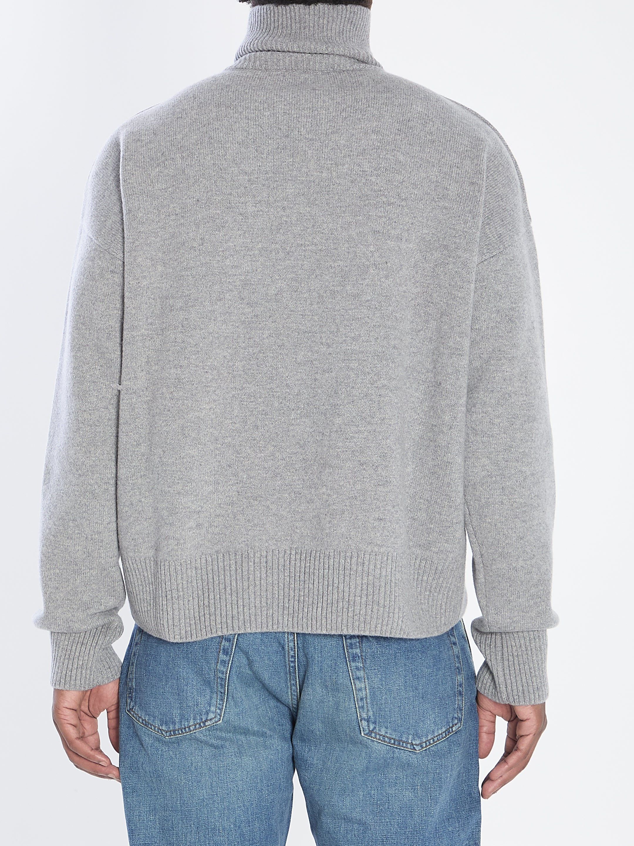 AMI PARIS High Neck Sweater with Embroidered Logo for Women