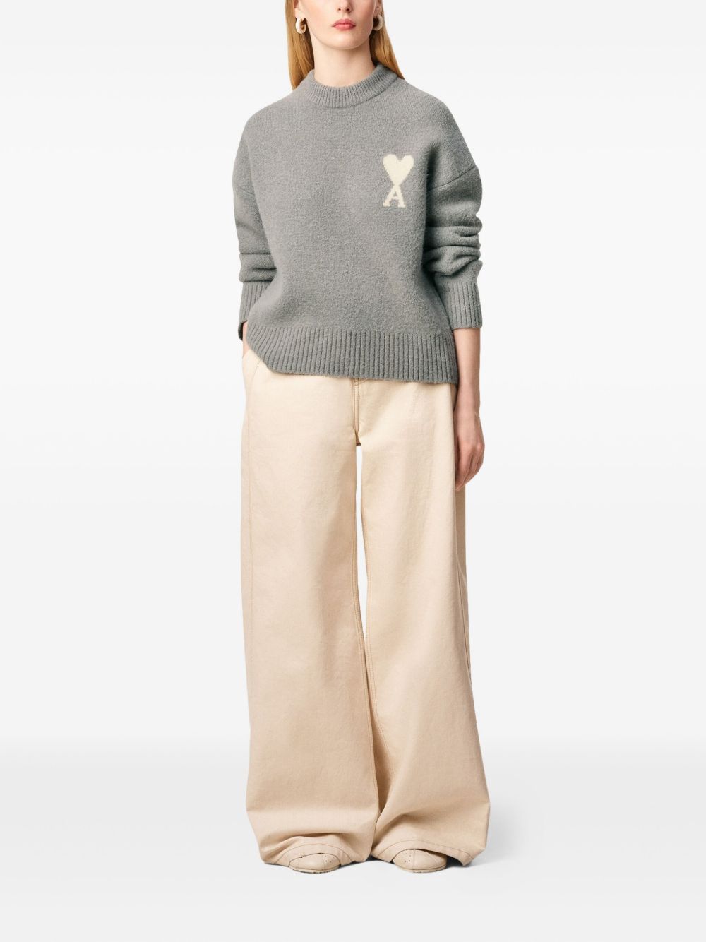 AMI PARIS Wool Jumper with Heart Design for Women - FW25