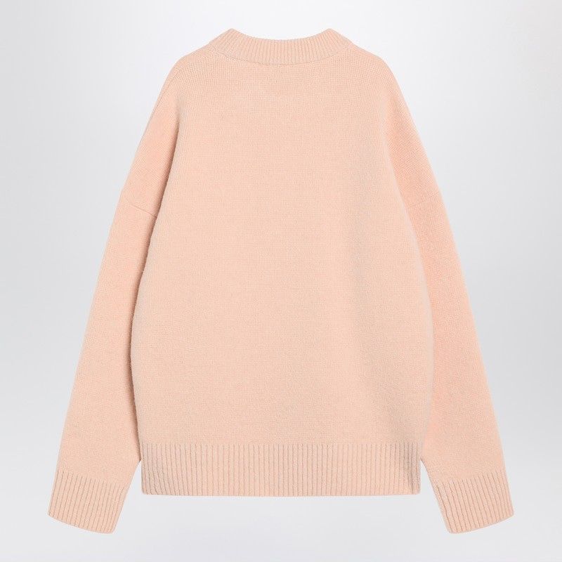 AMI PARIS Wool Blend Crew Neck Sweater with Logo