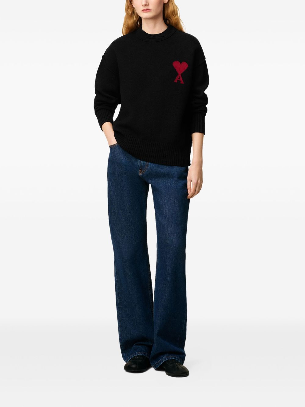 AMI PARIS Heart Intarsia Wool Sweater for Men