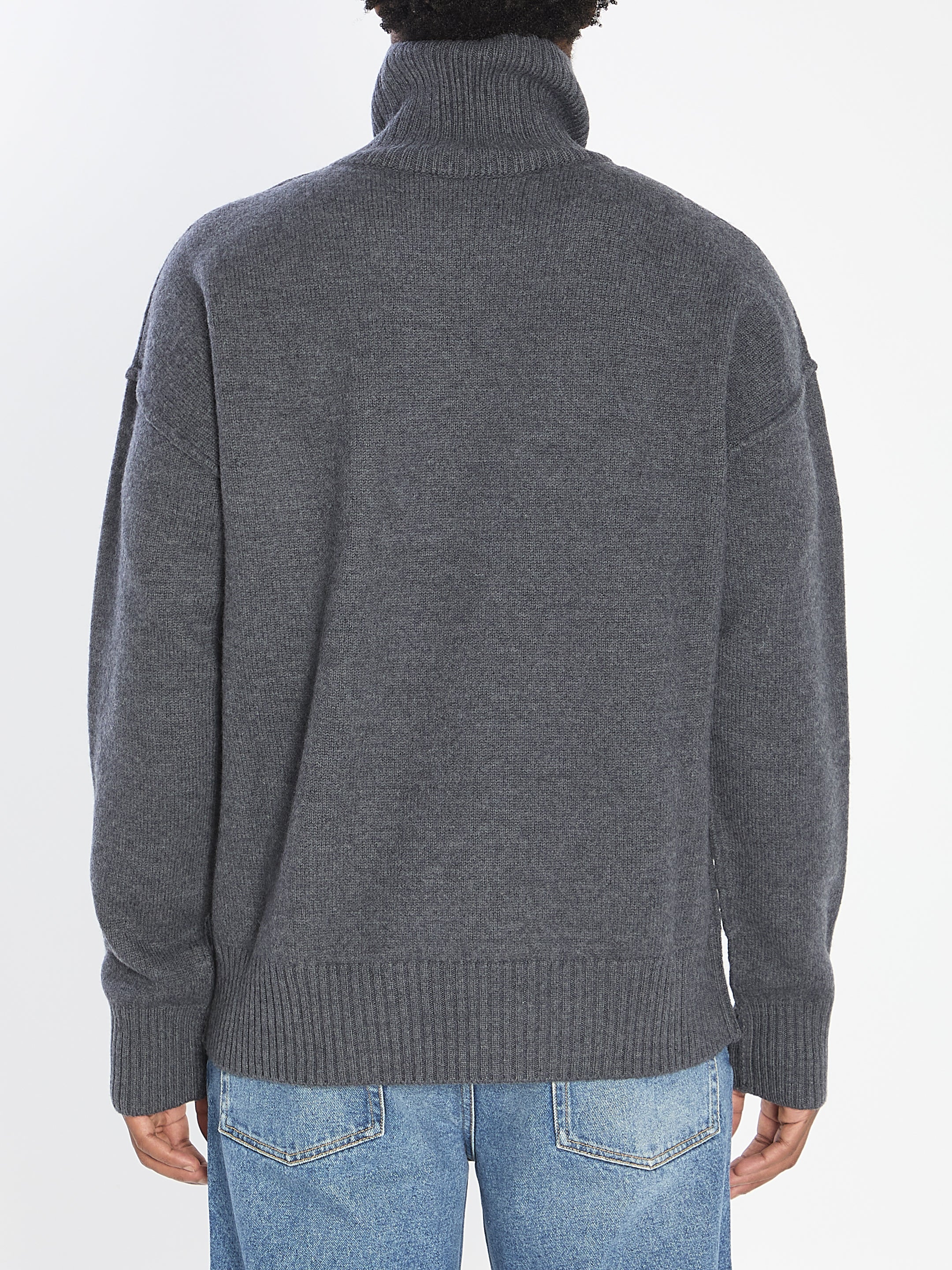 AMI PARIS Turtleneck Sweater with Logo - Women's