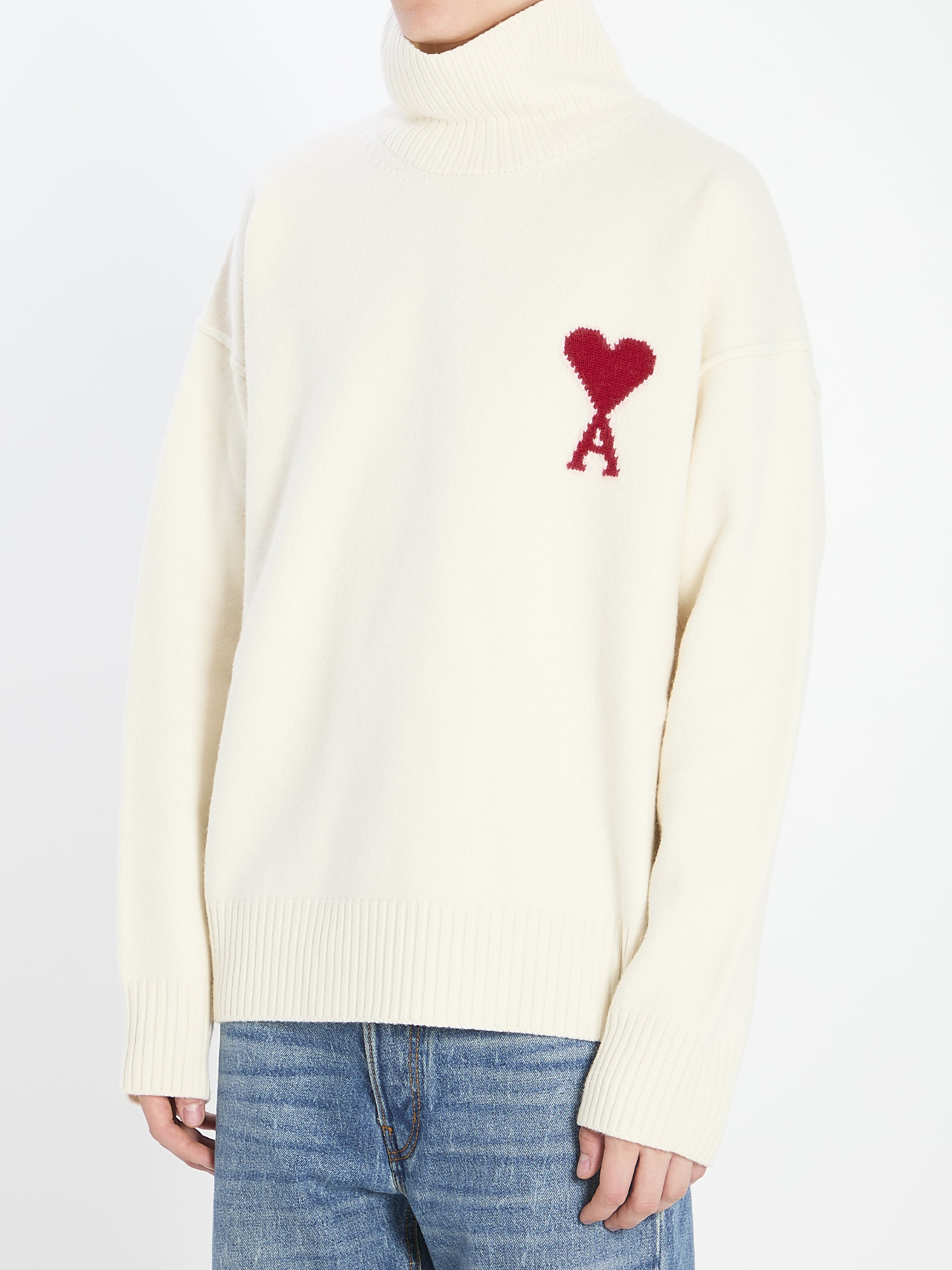 AMI PARIS Men's Classic Wool Turtleneck Shirt - Size L