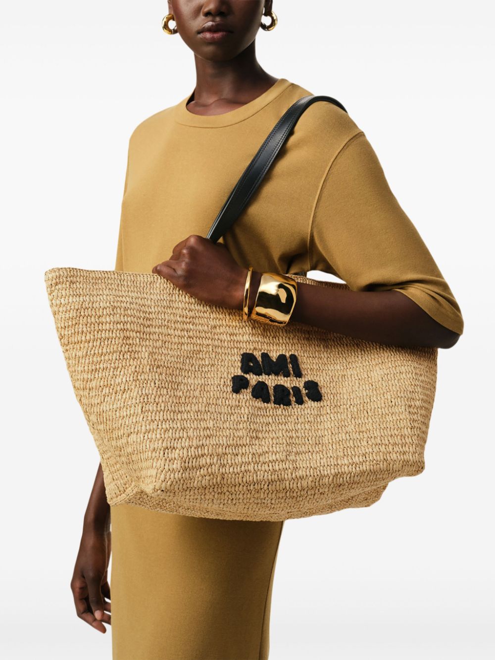 AMI PARIS Raffia Shopping Handbag