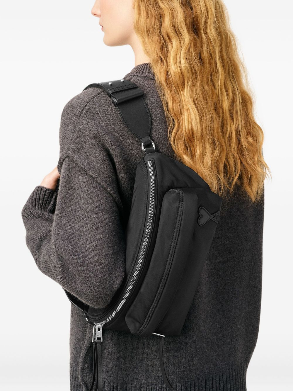 AMI PARIS Adjustable Strap Nylon Belt Handbag for Men - FW25