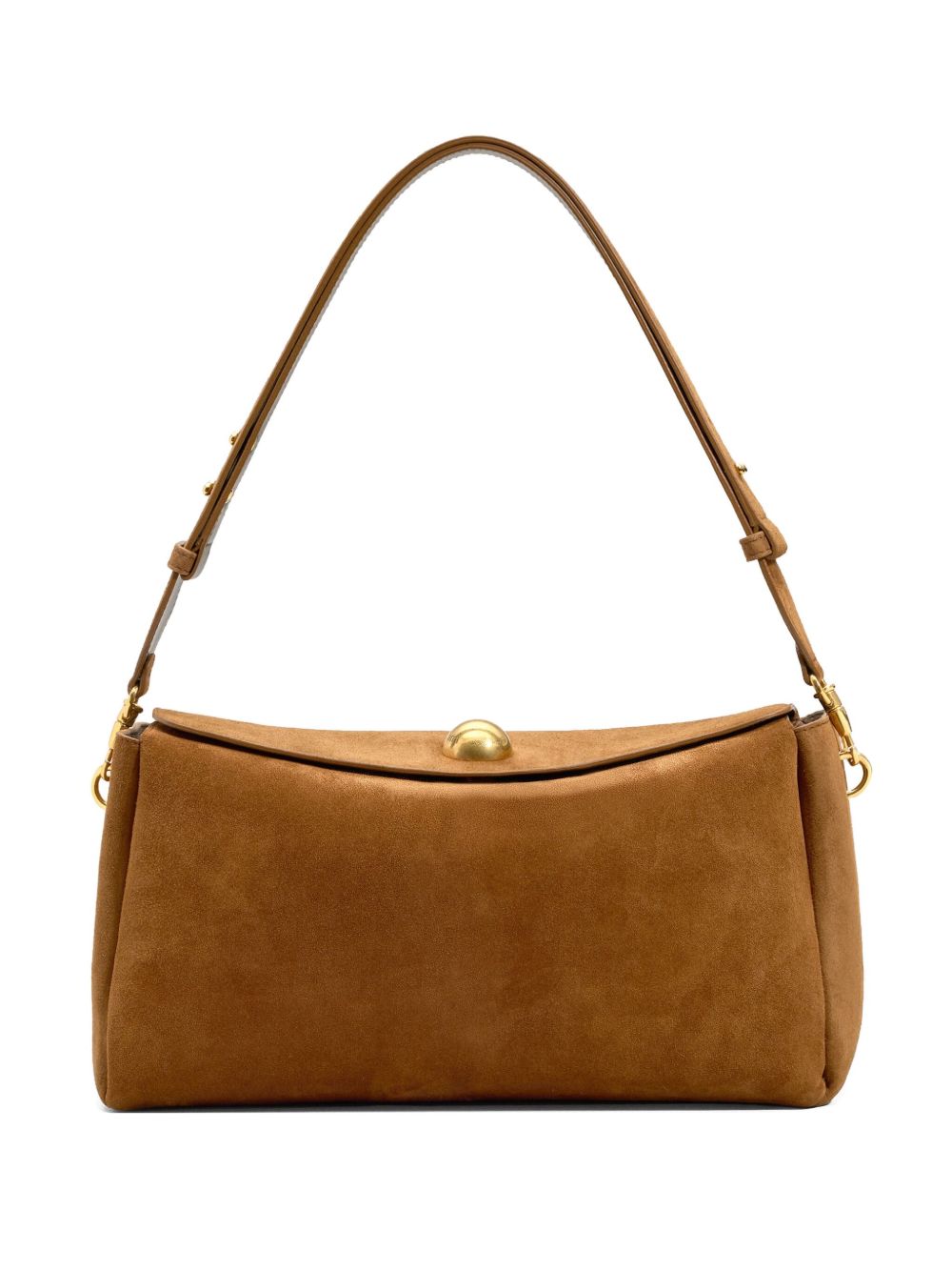 AMI PARIS Suede Leather Shoulder Handbag with Adjustable Strap