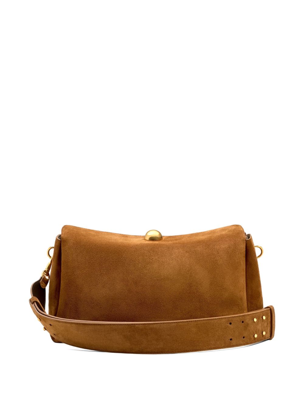 AMI PARIS Suede Leather Shoulder Handbag with Adjustable Strap