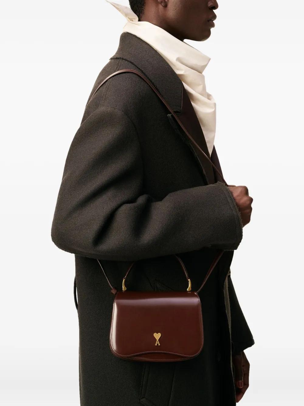 AMI PARIS Signature Shoulder Handbag with Adjustable Strap