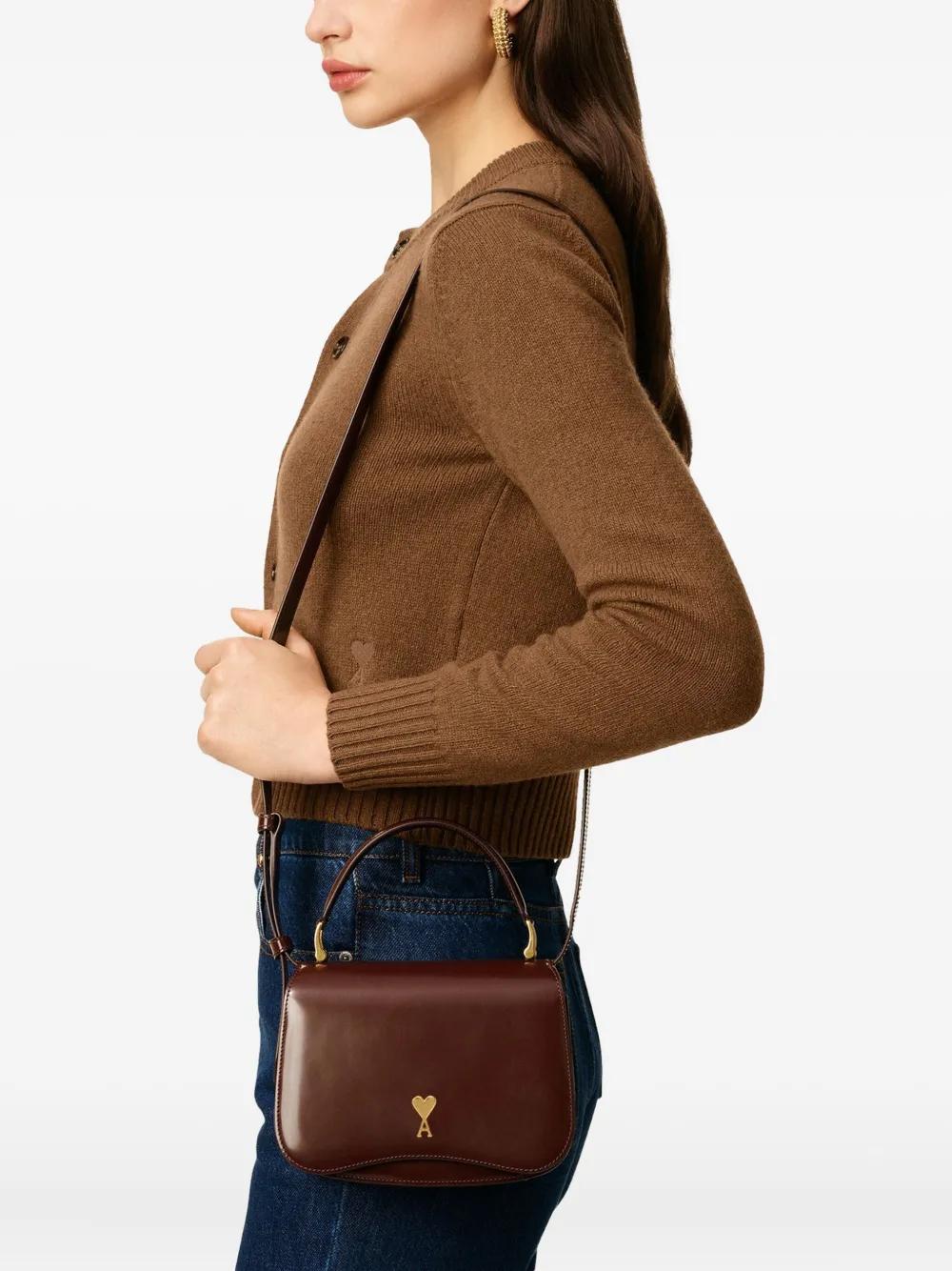 AMI PARIS Signature Shoulder Handbag with Adjustable Strap