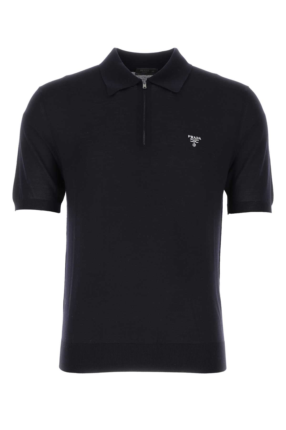 PRADA Midnight Wool Polo Shirt for Men