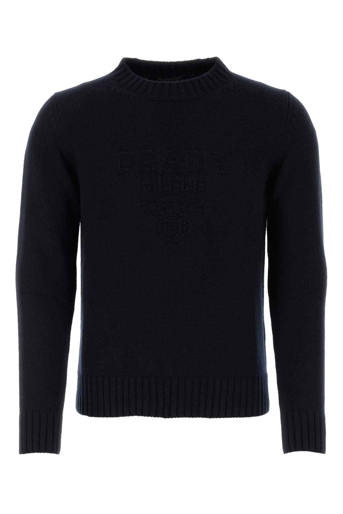 PRADA Midnight Wool Blend Pullover Sweater for Men