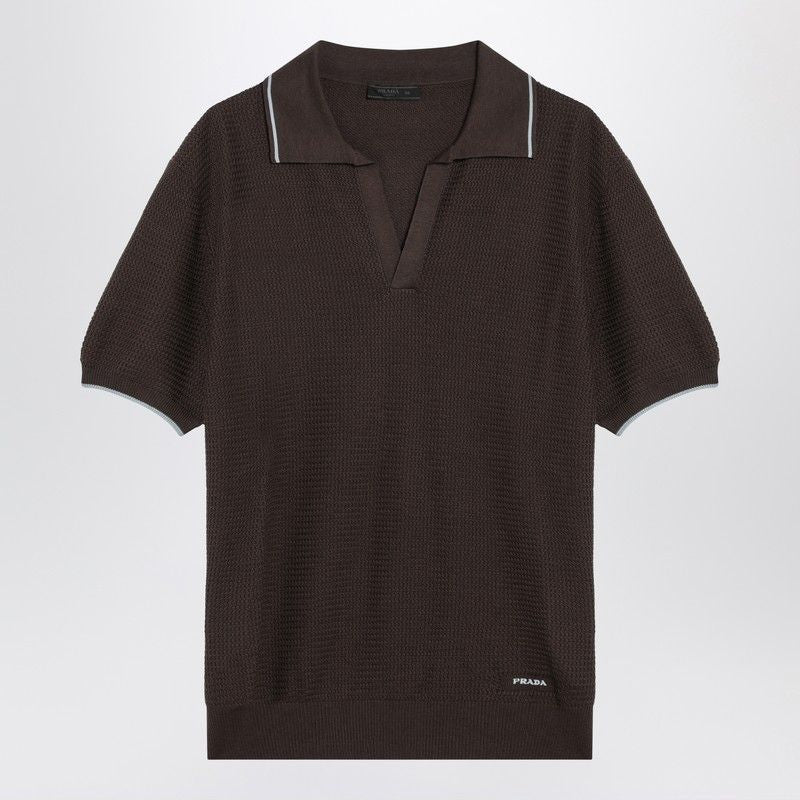 PRADA Short-Sleeved Polo in Silk Blend