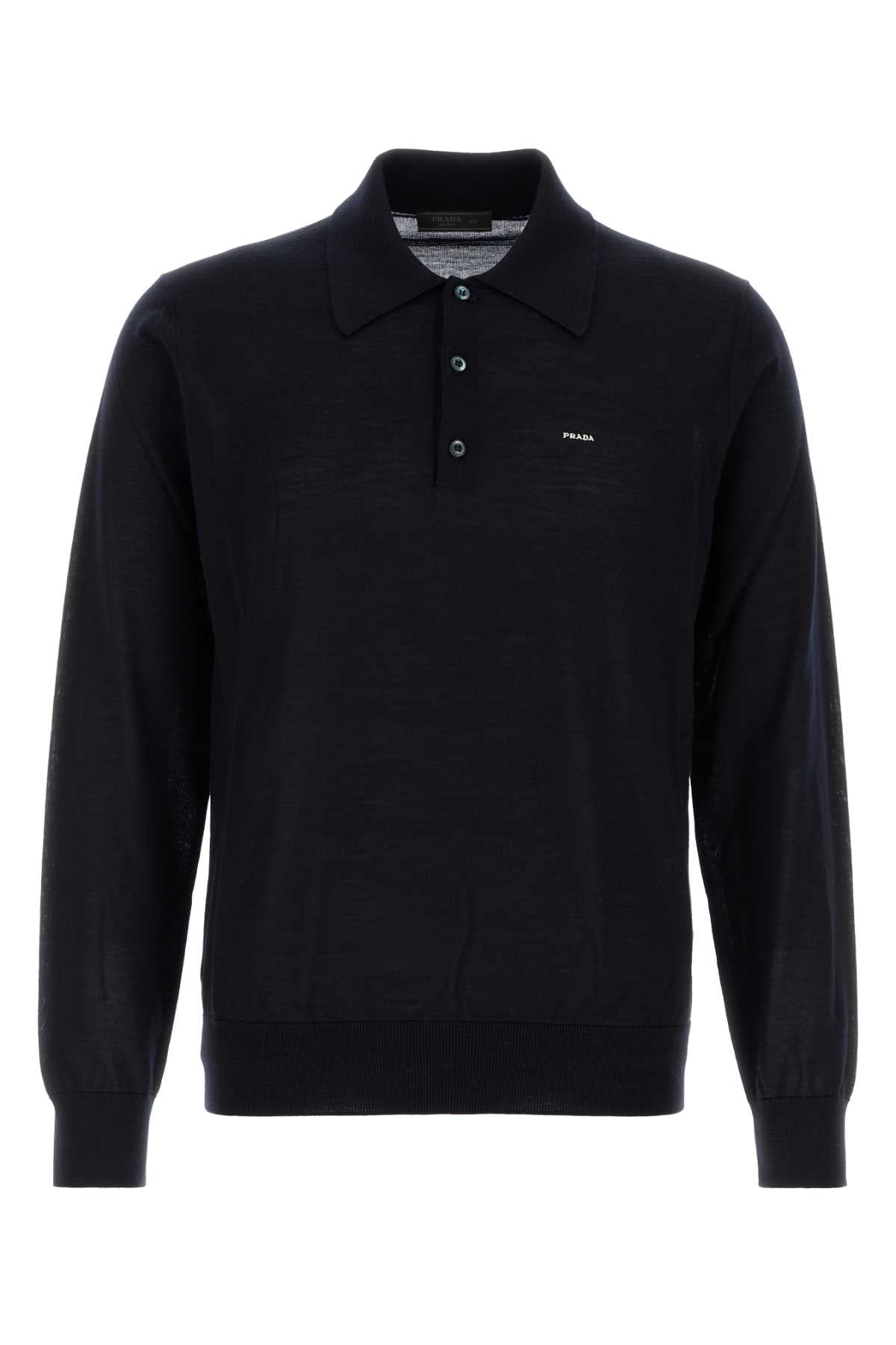 PRADA Midnight Wool Polo Shirt for Men - FW25 Collection