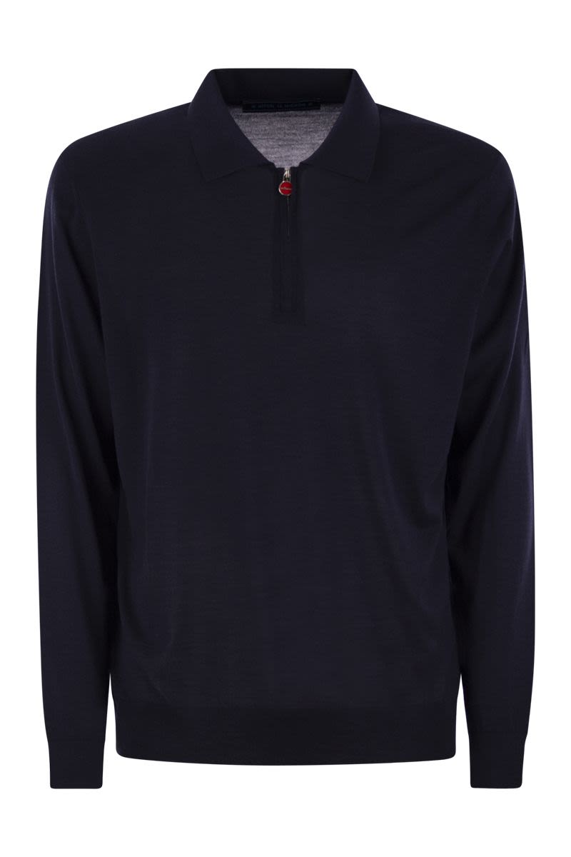 KITON Men's Wool Polo Shirt with Half Zip